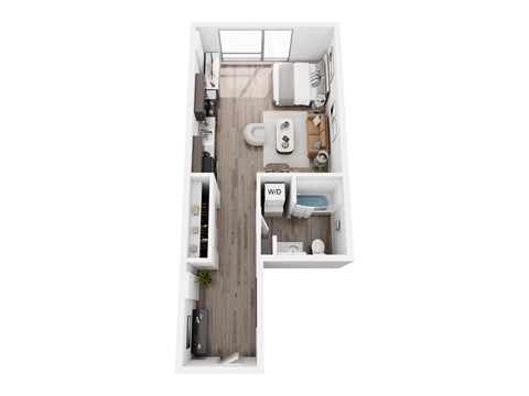 Floor plan for studio, 1 bath, 550 sqft